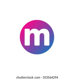 letter m creative circle icon logo purple blue