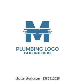 the letter M with the creative concept of the plumbing becomes a unique logo