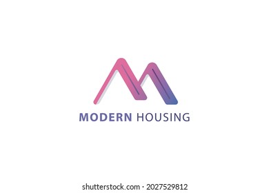 Letter M creative unique modern housing builders group business logo