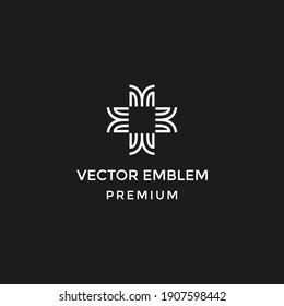 Letter M cross plus medical logo icon design template elements in black backround