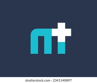 Letter M cross plus medical logo icon design template elements