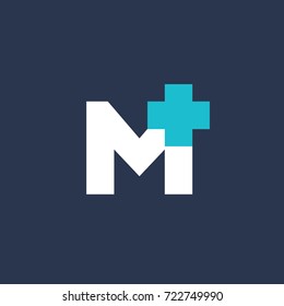 Letter M cross plus medical logo icon design template elements