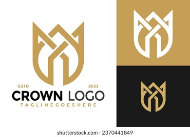 Letra M Crown Elegant Logo de diseño símbolo del vector ilustración