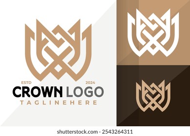 Letra M Crown Elegant Logo Icon Vetor Design