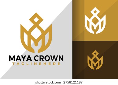 Letter M Crown Line Logo Logos Design Element Stock Vector Illustration