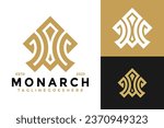 Letter M Crown Logo design vector symbol icon illustration