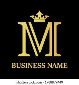 Ilustración de diseño del logotipo de la corona de letra m. adecuado para la moda, marca, reino, corona, identidad