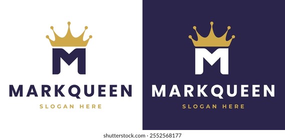 Letra M con concepto de diseño de logotipo de corona. Inicial M con Monograma Elegante Símbolo Monarca con Símbolo Real para Lujo y Premium Branding. Ilustración vectorial de Logo de Alfabeto M