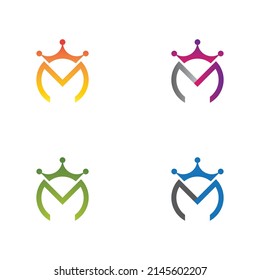 Letter M and crown logo icon set