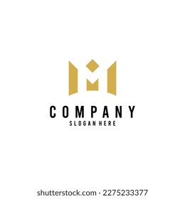 letter m with crown logo initial vector symbol illustration design