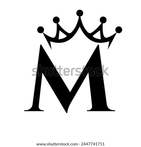Letter M Crown Logo for Queen Sign, Beauty, Fashion, Star, Elegant, Luxury Symbol	