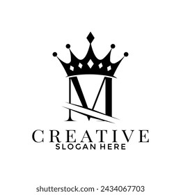 Buchstabe M mit Crown-Logo, einfache elegante Initial-Logo-Design-Vorlage
