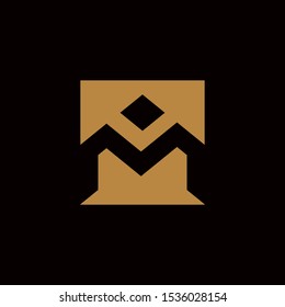 letter m crown logo template