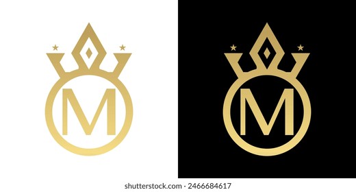 Letter M Crown Logo, Letter M Logo mit Krone Vorlage für Sign Luxury Star Elegant Beauty, Fashion