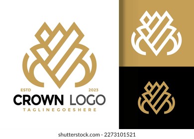 Letter M crown logo vector icon illustration