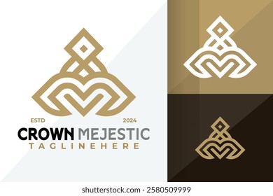 Letter M Crown Majestic Logo Icon Vector Design Illustration