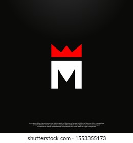 Letter M crown modern Logo icon monogram design. Vector graphic design template element. black background.