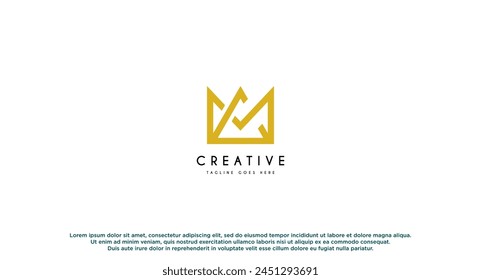 Letter M crown shape logo design vector illustration.