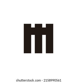 Letra M corona, símbolo geométrico cuadrado simple vector logo