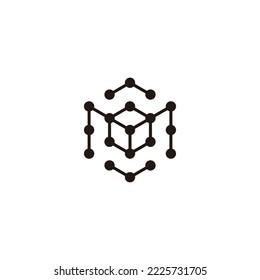 Cubo de letra M, hexágono, símbolo de moléculas vector de logotipo simple