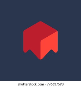 Letter M cube icon design template elements