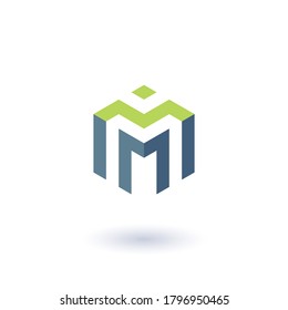 Letter M cube logo icon design template elements