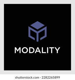 Elementos de la plantilla de diseño de iconos del logotipo del cubo M de letra