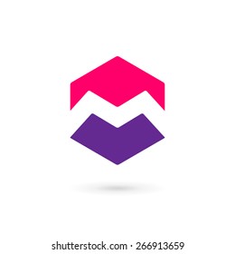 Letter M cube logo icon design template elements 