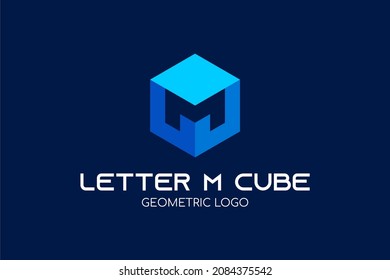 Logotipo de cubo de la letra M: Adecuado para el tema de la empresa, el tema de la construcción, el tema de la tecnología, el tema inicial, las infografías y otros activos relacionados con el gráfico.