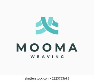 Letter M Curve Line Weave Weaving Pattern Linear Overlapping Simple Minimalist Vector Logo Design