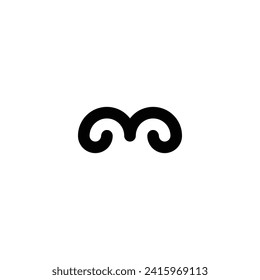 Letter m curve, outline geometric symbol simple logo vector