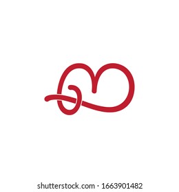 letra m curva cinta logo de diseño de rosca vectorial