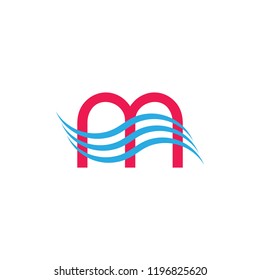 letter m curves stream logo vector