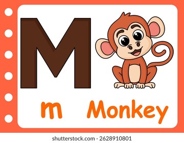 letter m for cute monkey  . kids education game learning