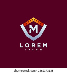 Letter M Cyber, Security and power technology Logo Design Vector Template