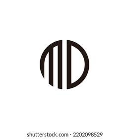 Letter M and D circle, outline geometric symbol simple logo vector