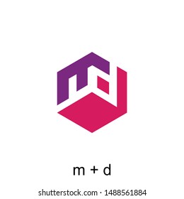 letter M and D connected concept ready to use