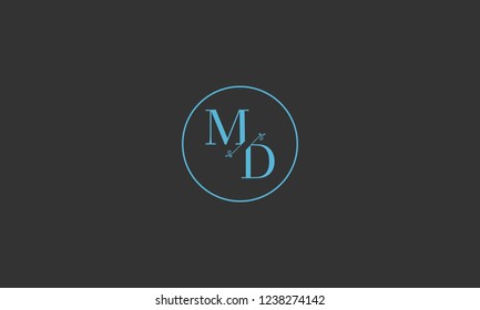 LETTER M AND D FLOWER LOGO WITH CIRCLE FRAME FOR LOGO DESIGN OR ILLUSTRATION USE