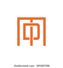 letter M and D monogram square shape logo orange