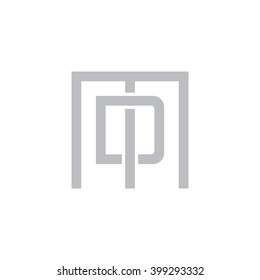 letter M and D monogram square shape logo gray
