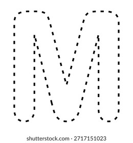 Letra M tracejada linha contorno vetor ilustração versão preto