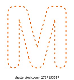 Letra M tracejada linha contorno vetor ilustração versão oranye