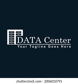 LETTER M DATA CENTER WITH SERVER ILLUSTRATION LOGO