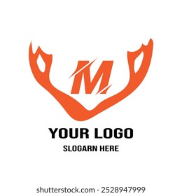 Letra M Deer Antlers Logo Design Vetor Ícone Ilustração Gráfica