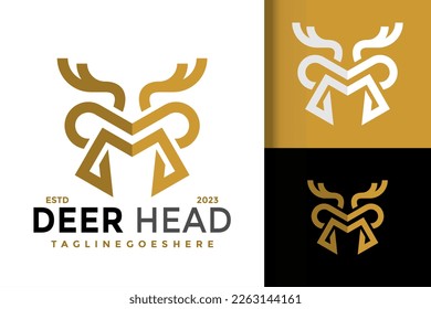 Letter M Deer Head Logo Logos Design Element Stock Vector Illustration Template