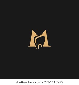 Letter M Dental Logo Concept With Teeth Symbol Vector Template
