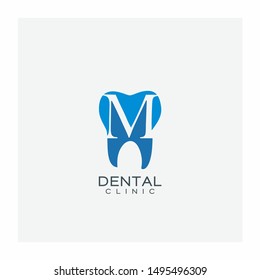 Letter M Dental Tooth Logo Design Vector