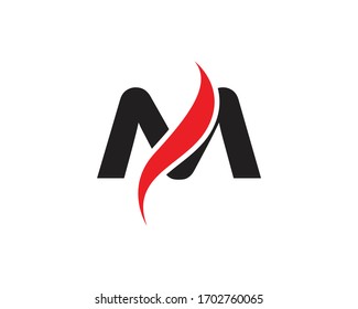 Plantilla de diseño de letra M con signo creativo rojo