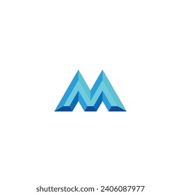 Letter M diamond, 3d geometric symbol simple logo vector