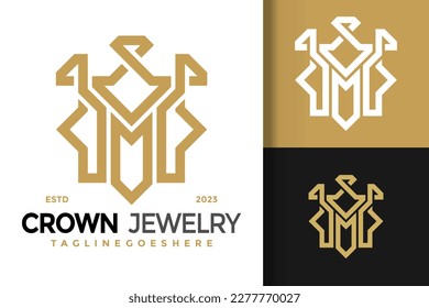 Letra M logotipo de la corona de diamante icono vectorial